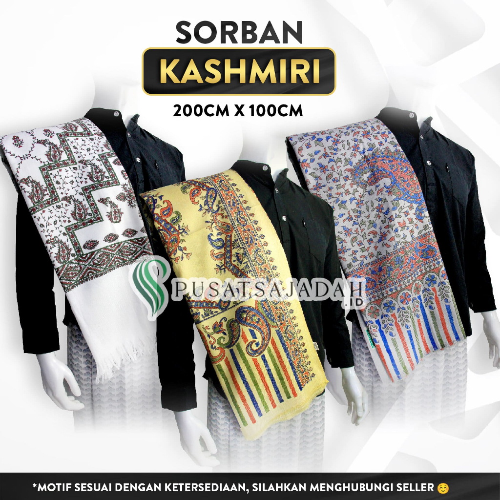 Sorban Kashmiri Original | Uk.200x100 | Perlengkapan Sholat | Perlengkapan Ibadah | Sorban Asli