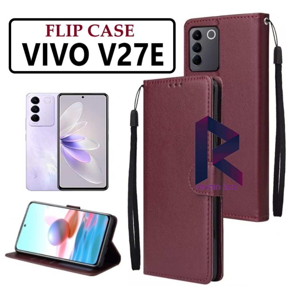 CASE VIVO V27E FLIP WALLET LEATHER KULIT PREMIUM SARUNG BUKA TUTUP KESING HP FLIP CASE VIVO V27E