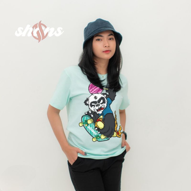 Shans panda skate | Kaos hijau mint | kaos distro pakaian pria wanita
