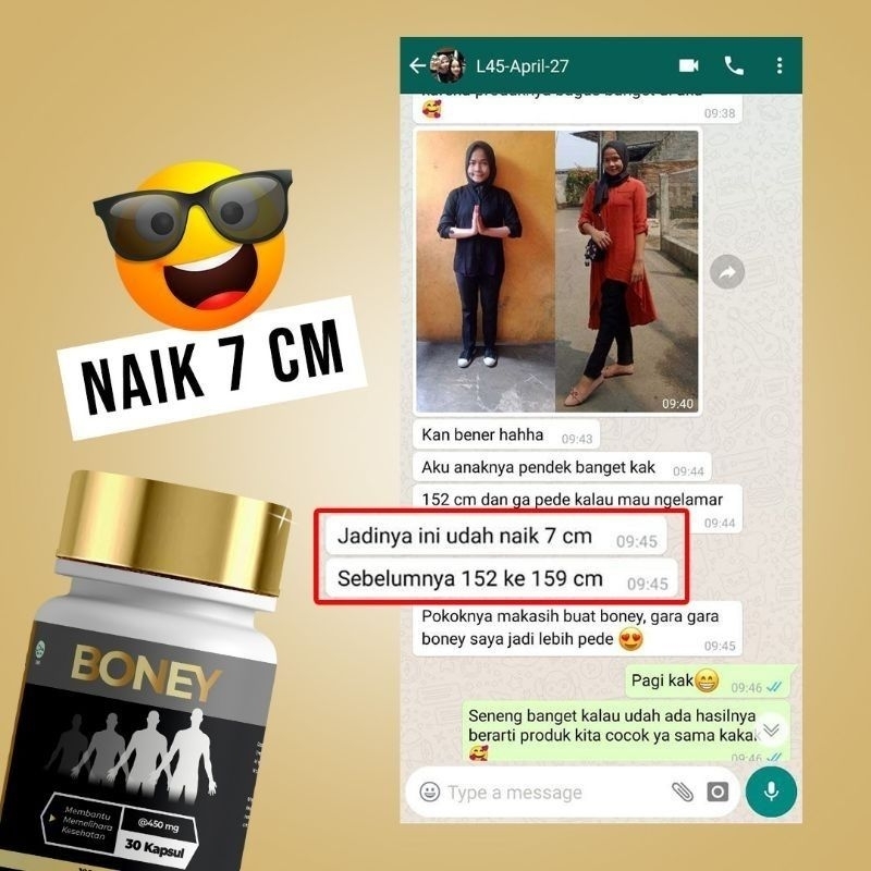 BONEY PENINGGI BADAN ORIGINAL / BONEY PENAMBAH TINGGI BADAN AMPUH / NAIK TINGGI 15 CM