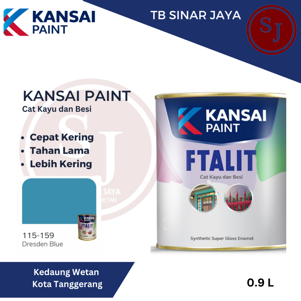 Cat Kayu dan Besi Kansai Paint Ftalit Warna Glos 1kg 115 - 159 Dresden Blue