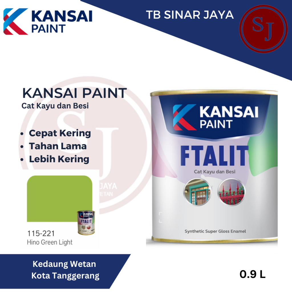 Cat Kayu dan Besi Kansai Paint Ftalit Warna Glos 1KG 115 - 221 Hino Green Light