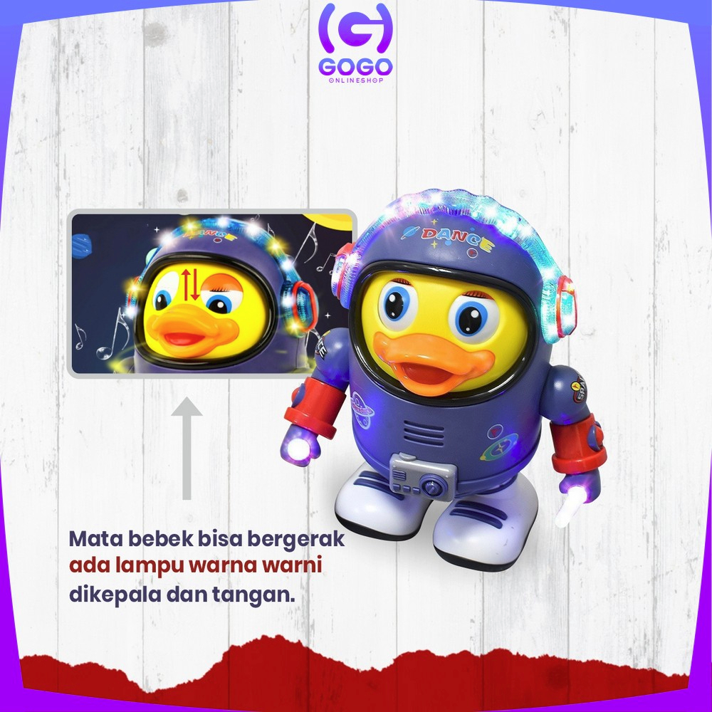 GOGO-M311 Mainan Anak Bebek Astronot Joget Robot Menari Ada Lampu + Musik / Dancing Robot Joget Space Duck Dance Kids / Mainan Bebek Luar Angkasa