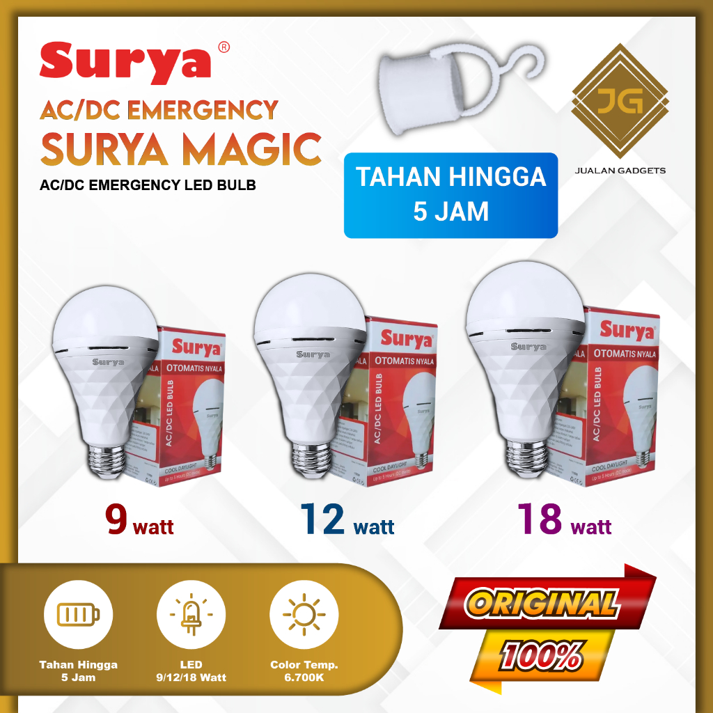 Lampu Emergency LED SURYA MAGIC Emergency Rechargeable AC/DC