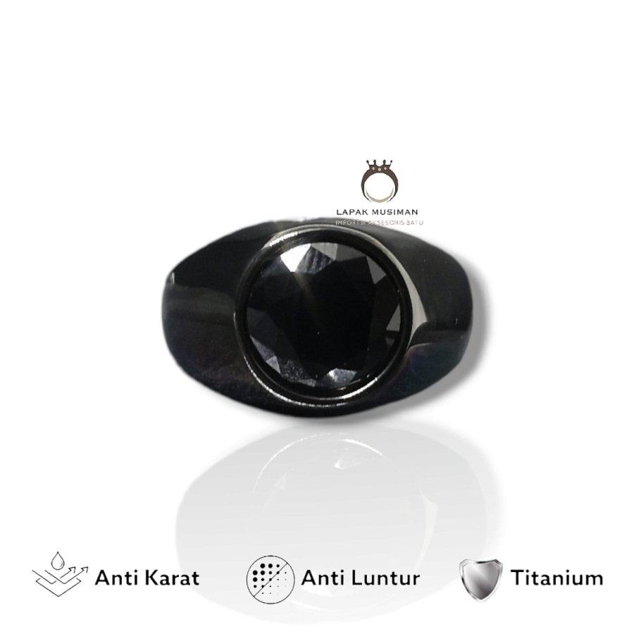 [Bayar di Tempat] Cincin Pria Batu Alami Hajar Jahanam Ring Titanium Anti Karat Asli