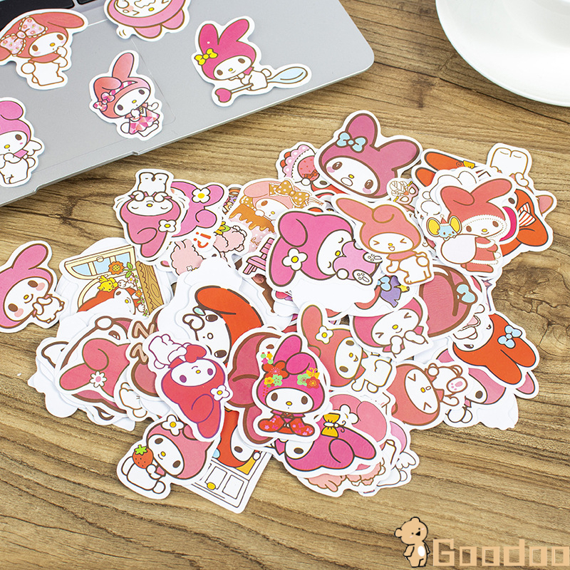 50Pcs/Set Stiker Sanrio Kartun Lucu Anti Air Motif Kartun Sanrio Kuromi Melody DIY Sticker Untuk Dekorasi-Doo