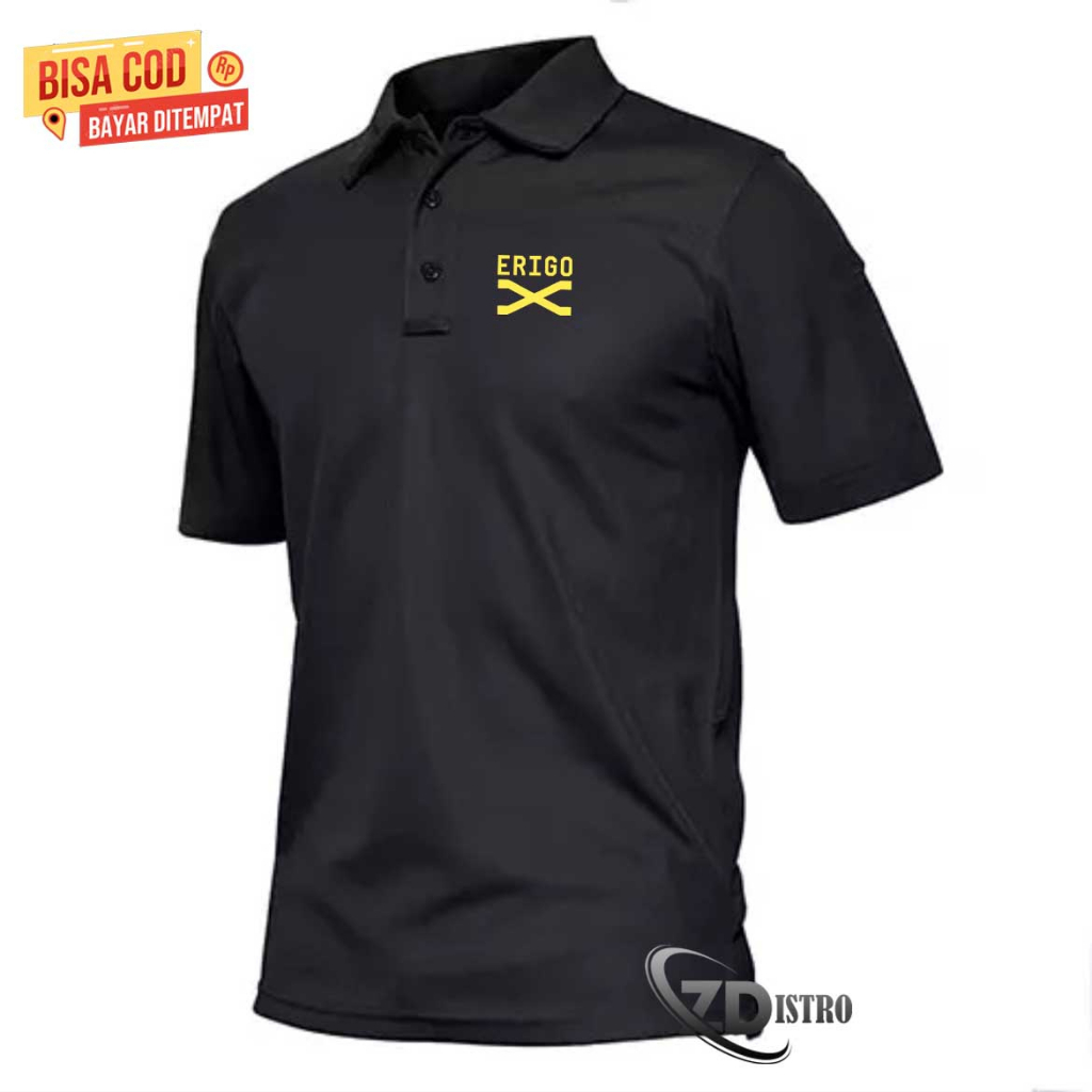 Zalfa Distro COD Baju Distro Polo Kerah Logo Erigo X Text Kuning Kaos Polo T Shirt Premium Quality A