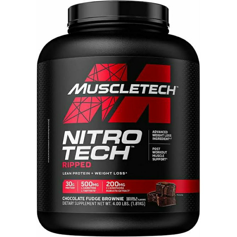 MUSCLETECH NITROTECH RIPPED 4 LBS SUPLEMEN SUSU FITNES FITNESS TINGGI PROTEIN GYM KESEHATAN MAKANAN