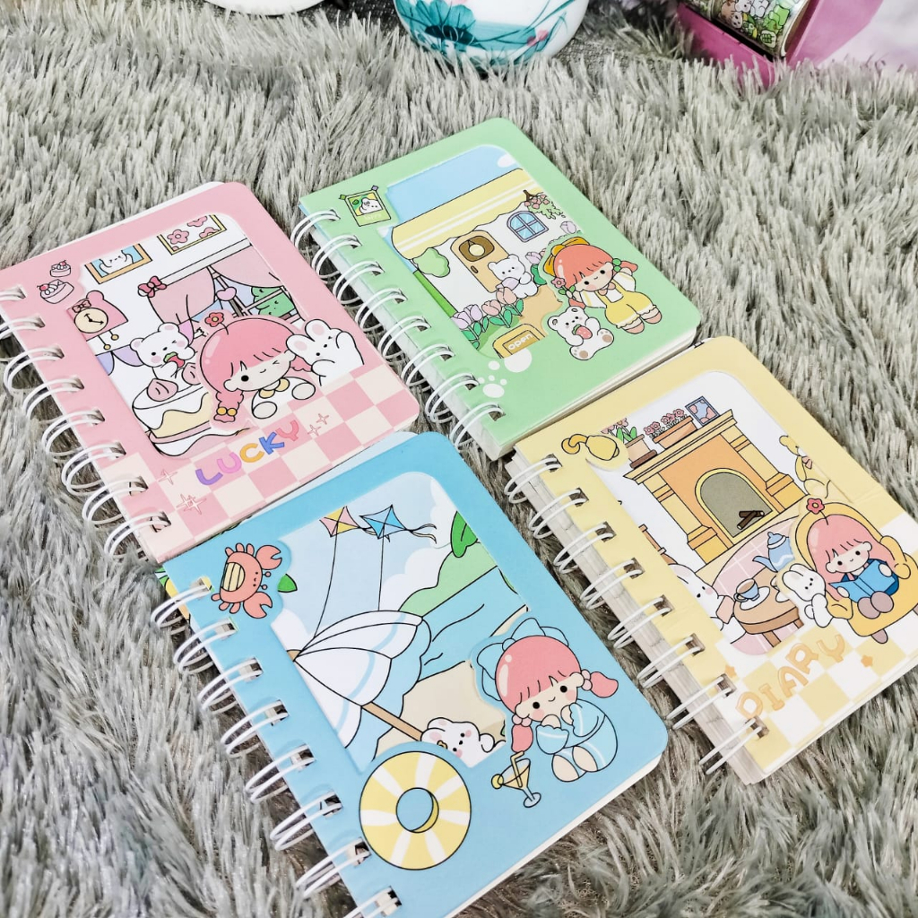 Notebook Buku Diary Spiral Cute model Little Girl ukuran A6 isi 100lbr / Buku Tulis Spiral ukuran kecil alat tulis sekolah anak best quality Harga termurah Bisa COD