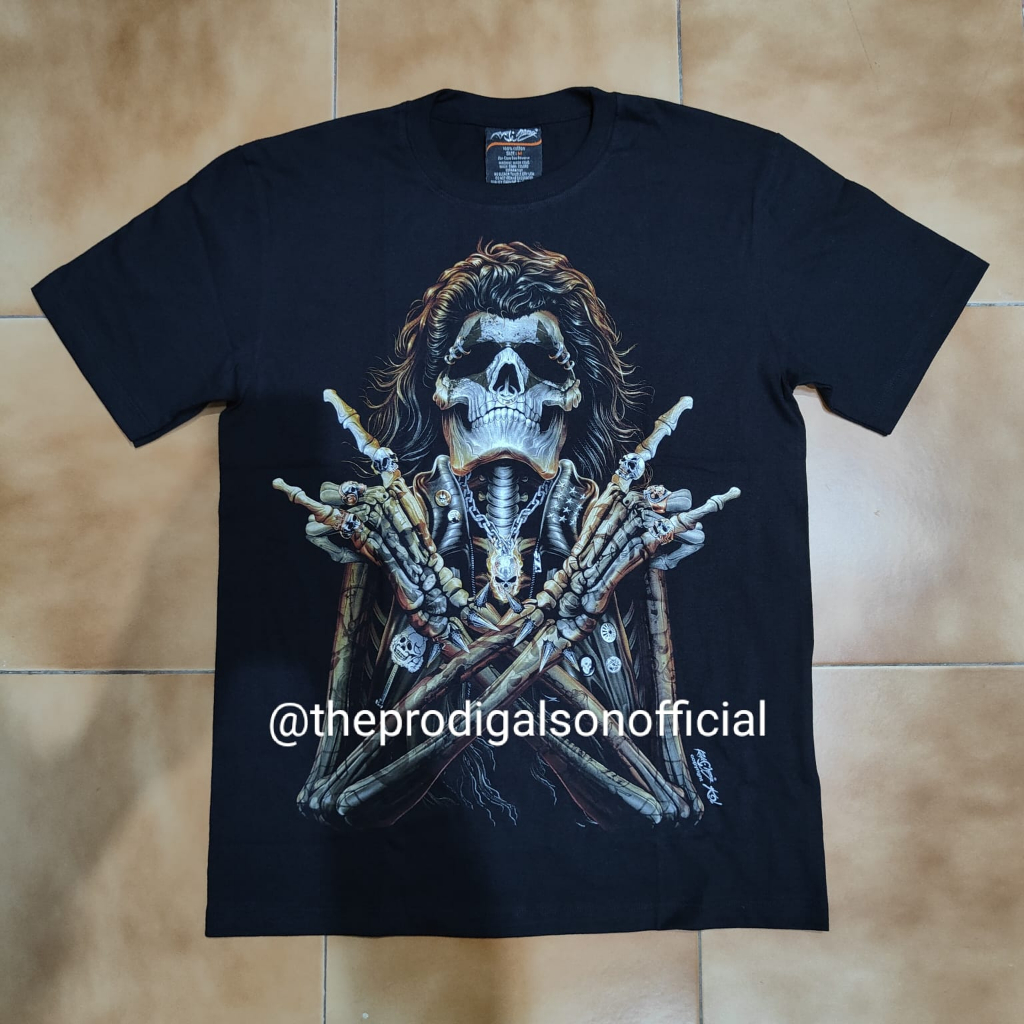 Kaos Rock Chang Import Size XXL Tengkorak Rock Glow in The Dark