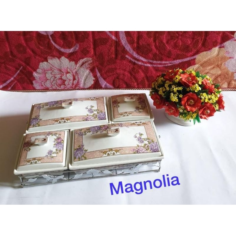 {Vicenza Packing aman} Wadah Keramik Vicenza B749 motif Magnolia