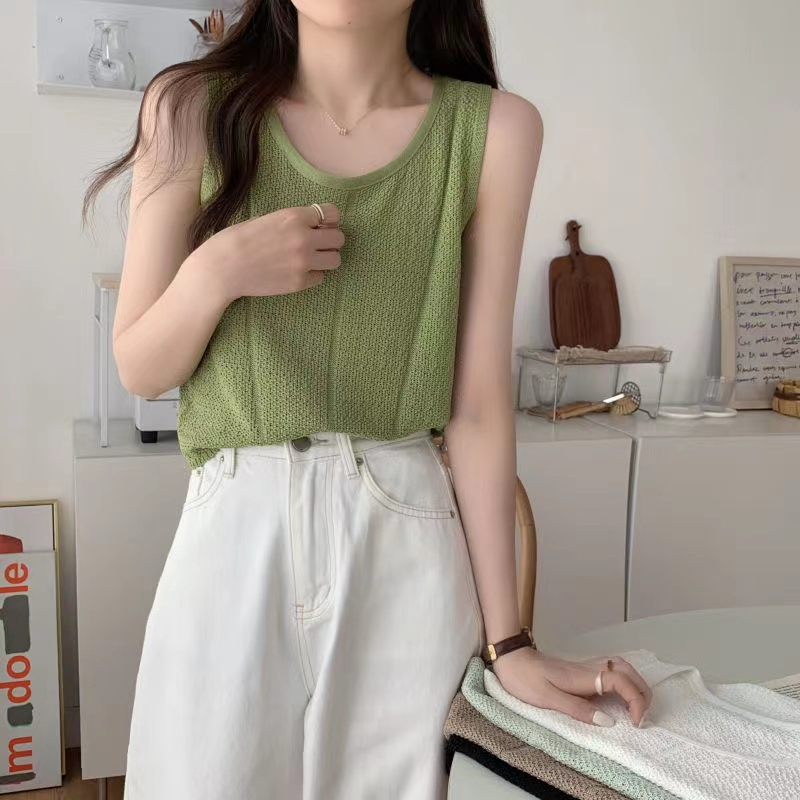 Khalida Summer Crop TankTop - Knit Korean Style - Atasan Wanita Rajut Import TM - (M2707)