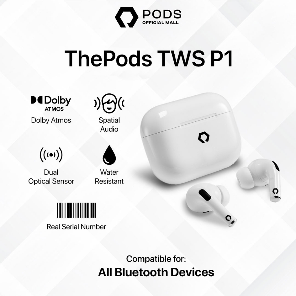 ThePods Pro TWS P1 2023 Edition Final Upgrade Wireless Charging  [ Pop Up  &amp; Serial Number Detectable] Headset Bluetooth by Pods Indonesiaaaaaaaaa