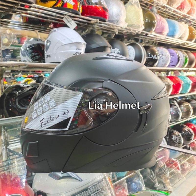 helm zeus 3020 modular polos black matt / helm modular zeus 3020 hitam dop / helm zs3020 flip up hit