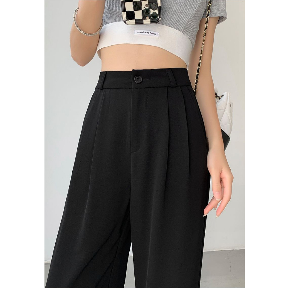 Celana Panjang Kulot Gadis Temperamen Highwaist Hitam Import