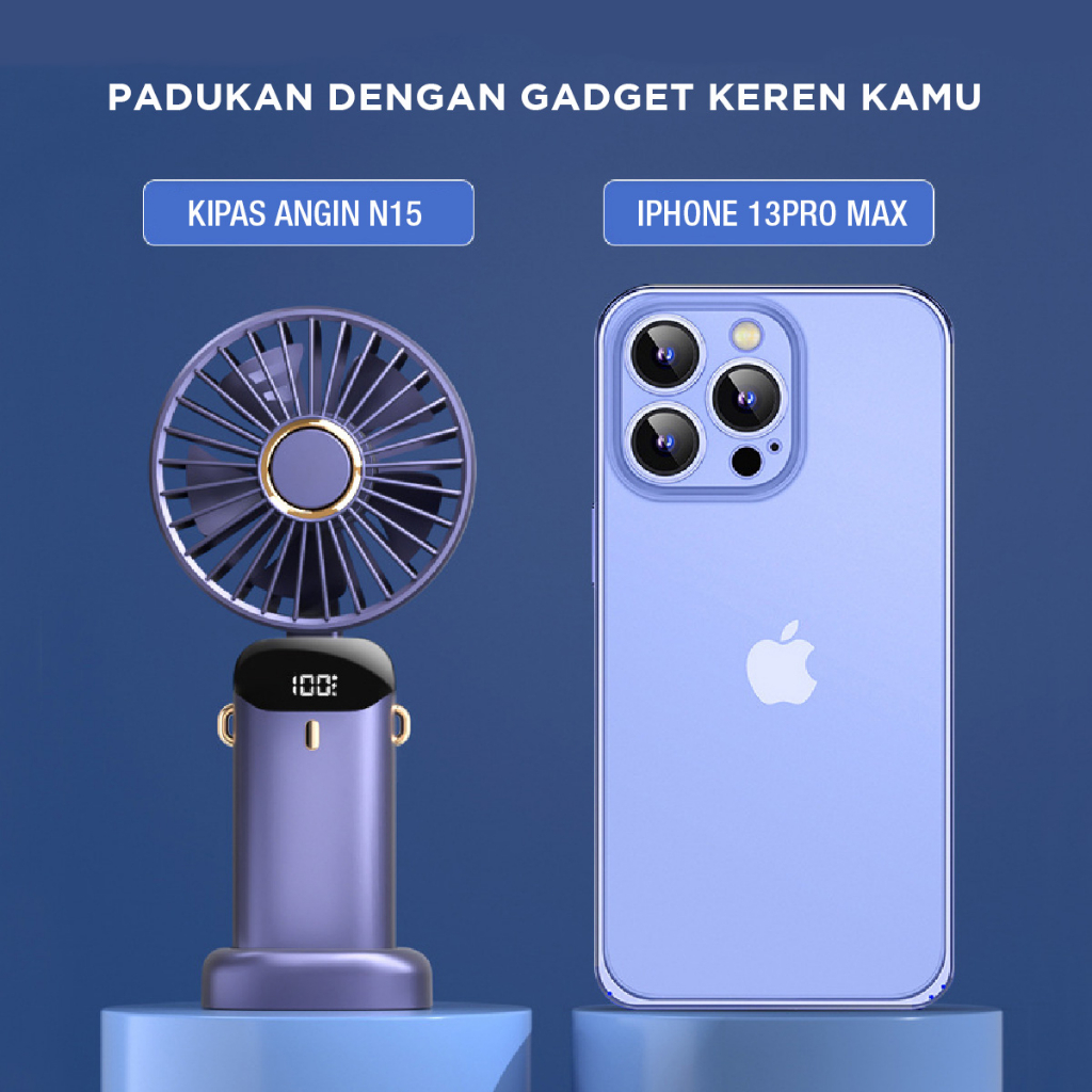 Kipas Angin Portable dengan Diffuser Essential Oil - LED Display -Kipas Deskop Rechargable USB type-C