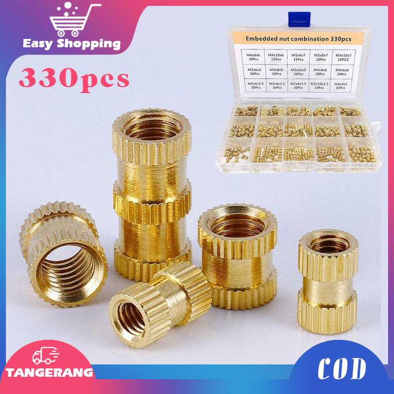 300pcs Knurled Insert Nut Bahan Kuningan Nut Thread Insert Knurled Nuts M2 M3 M4 M5 Spiral Brass Nut Insert