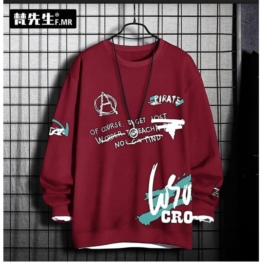 Baju Kaos Sweater Sweathirt  Atasan Kasual  Pria Pirate  Lengan Panjang