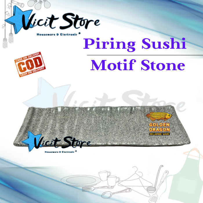 Piring Sushi Motif Stone / Piring Saji Sushi / Dessert Motif Stone