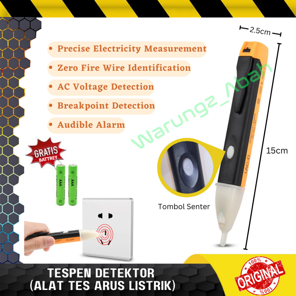 ALAT UKUR PENGUKUR CEK TES ARUS TEGANGAN LISTRIK OBENG TESPEN TESTPEN TES PEN SENSOR DIGITAL ALERT D