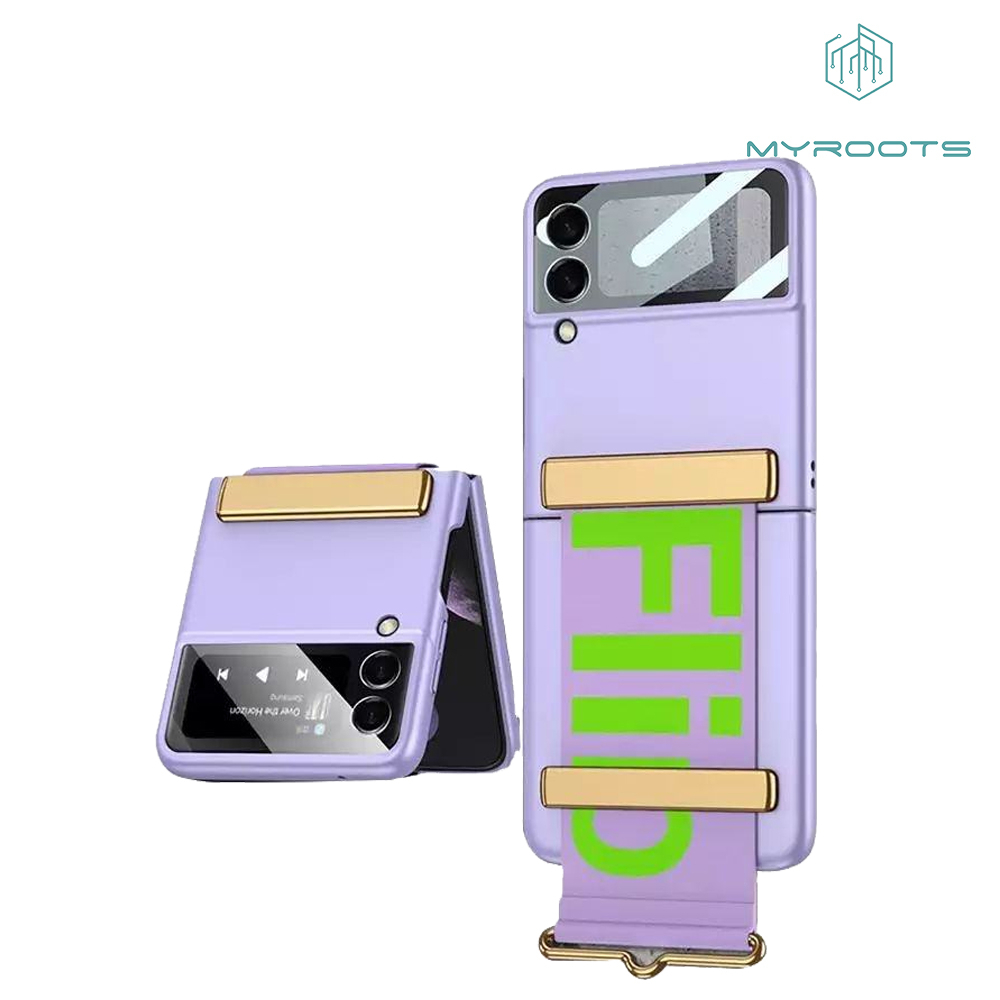 Myroots Wristband Matte Skin Phone Case For Samsung Z Flip 6 5 4 Folding Anti-Slip