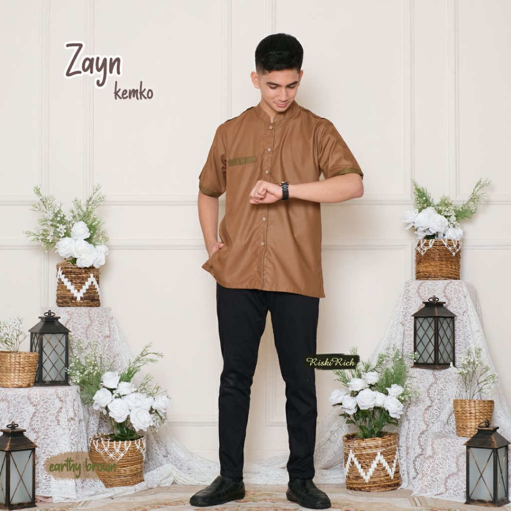 Riskirich Zayn Kemko Kemeja Koko Dewasa Lengan Pendek Bahan Katun Toyobo Super Nyaman