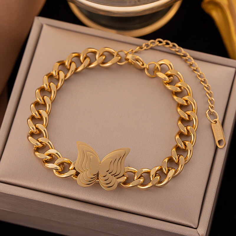 Gelang Titanium Sisik Naga Gold Korea Elegan Fashion Style Premium