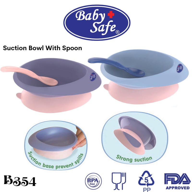 BABY SAFE B354B Suction Bowl With Spoon/ Mangkok makan bayi anti geser