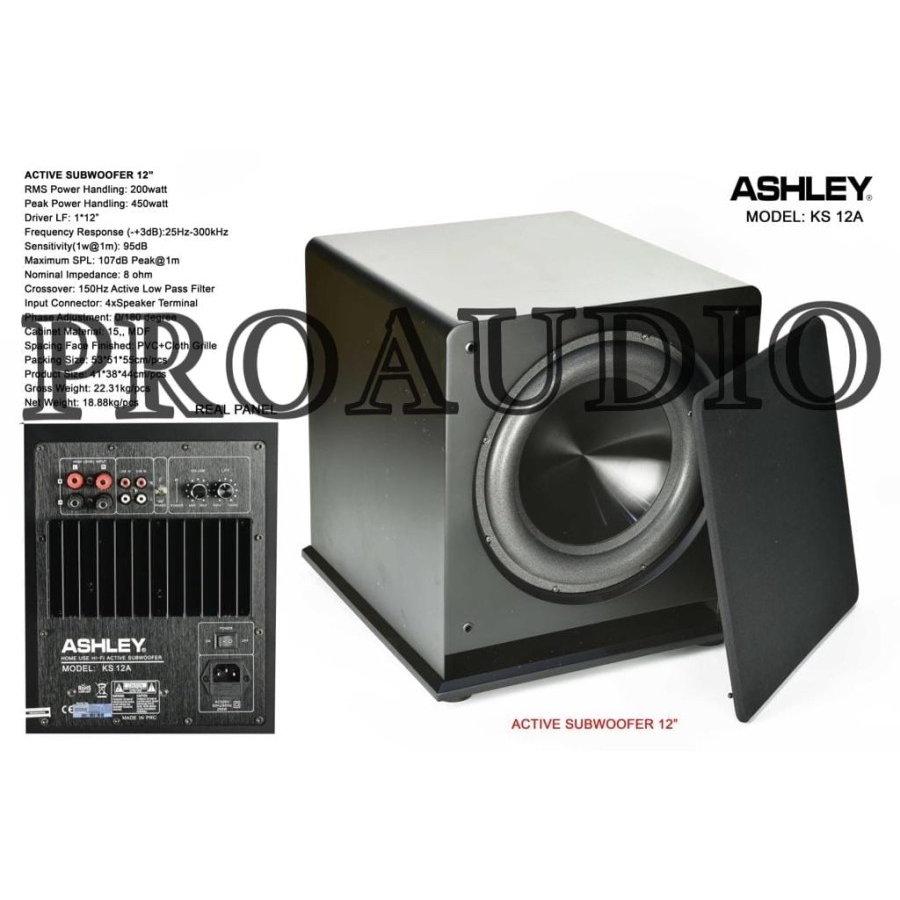 SUBWOOFER AKTIF ASHLEY KS12A KS 12A KS 12 A 12 INCH 1 BUAH ORIGINAL