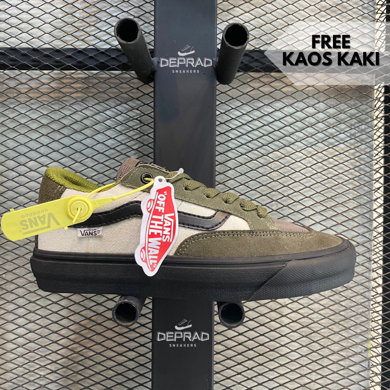 sneakers vans berle pro | army black | sepatu pria & wanita | waffle DT
