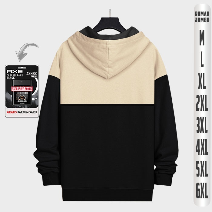 Jaket Pria Black Cream Oversize 2XL 3XL 4XL 5XL 6XL Jaket Switer Pria Big Size