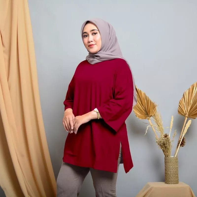 Charyatink - Atasan Tunik Polos Wanita Bahan Bebyterry Up to XXL