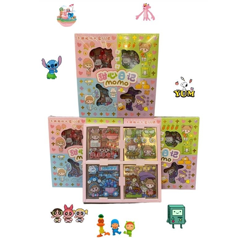 

Sticker MOMO mix warna isi 100 pcs
