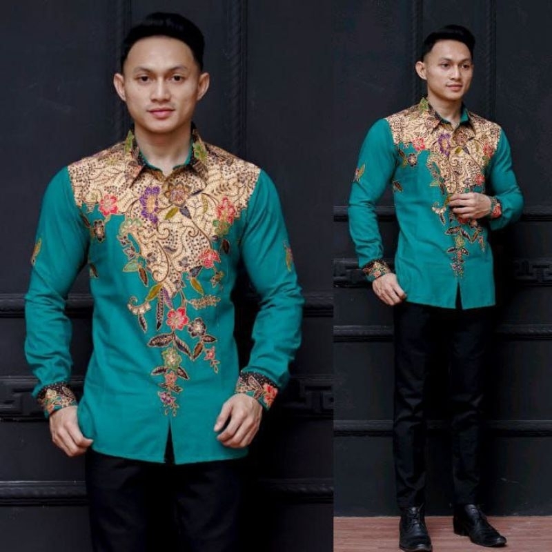 (COD) PROMO BATIK PRIA SIZE M L XL XXL BSWART BATIK HRBO26 Hem panjang padi