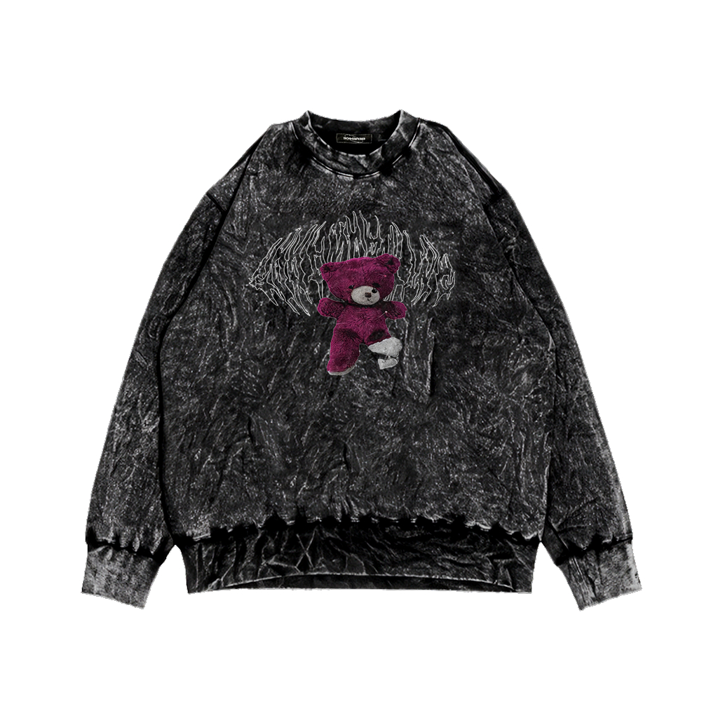Crewneck Sandwash Red Bear Metal Sweater Pria &amp; Wanita Distro terbaru