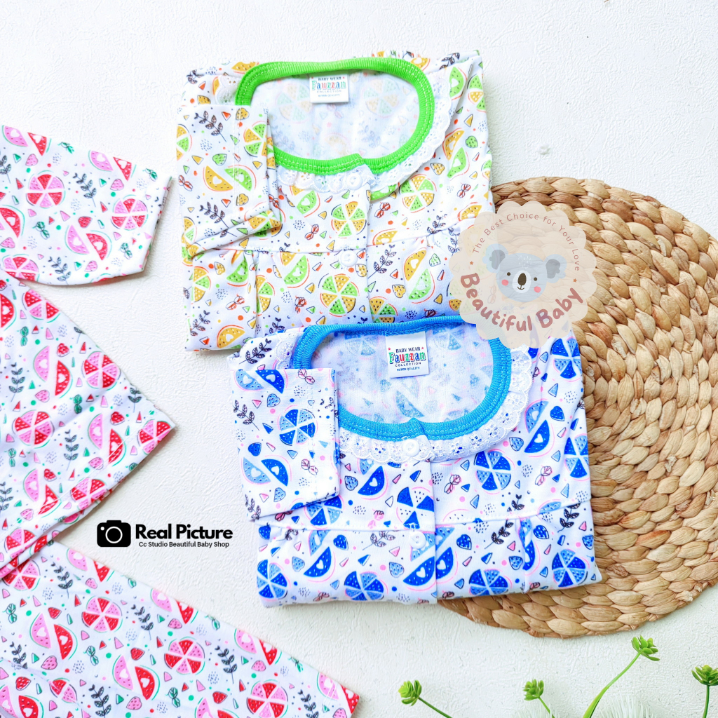 Setelan Baju Bayi Lengan Panjang Celana Panjang Motif Semangka / Setelan Piyama Bayi Perempuan 3-12 Bulan / Baju Bayi Perempuan Syifana / Baby.ou