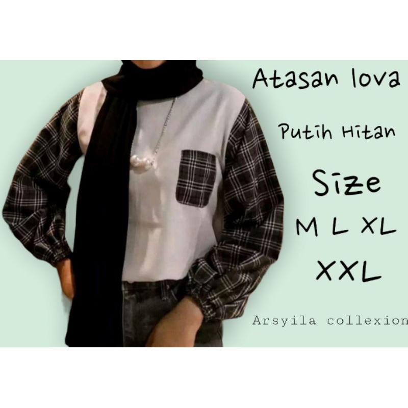atasan baju termurah lova ariana / blouse kotak tangan balon / atasan muslimah terlayar dan terbaru/