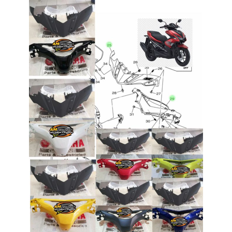 Cover Batok Kepala Aerox 155 set depan belakang Original Yamaha Part