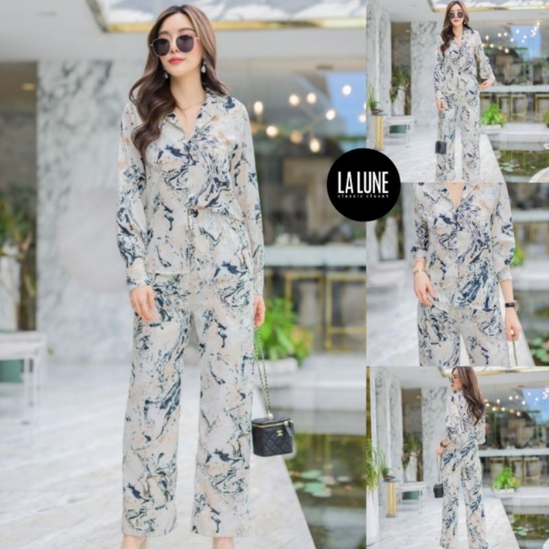 SETELAN KEMEJA LALUNE ABSTRACT PAINT 100% ORIGINAL IMPORT BANGKOK