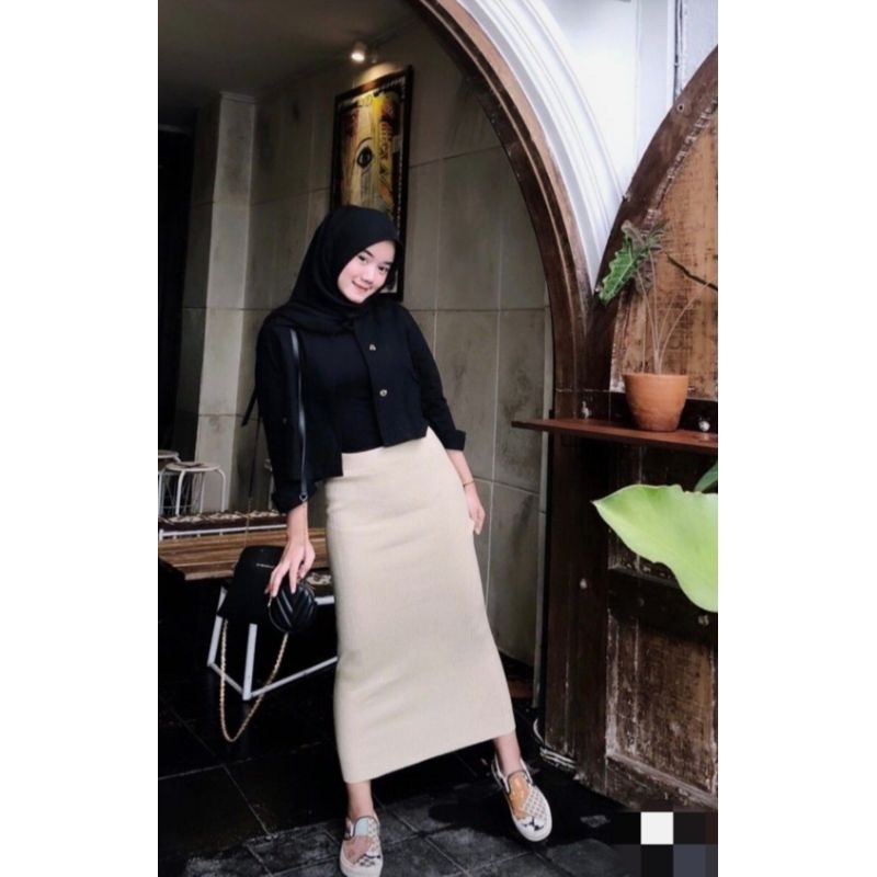 Rok rajut premium-rok span rajut premium-span knite-rok panjang
