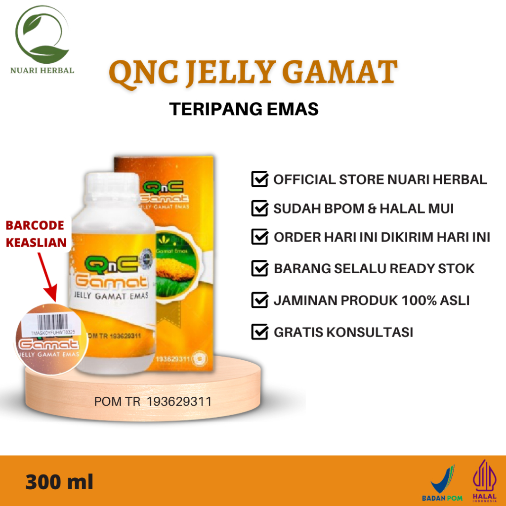 QNC JELLY GAMAT EMAS ASLI - HERBAL GAMAT - QNC JELLY GAMAT 100 % ASLI - JELLY GAMAT EMAS ISI 300 ML