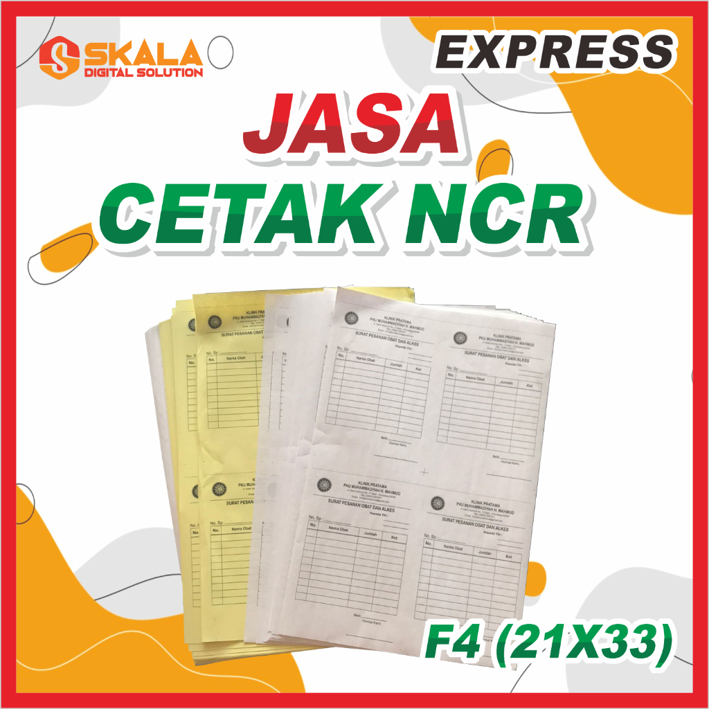 

JASA CETAK NCR TANPA POTONG UKURAN F4 1 PLY 2 PLY FULL COLOR TINTA WARNA 1 RIM