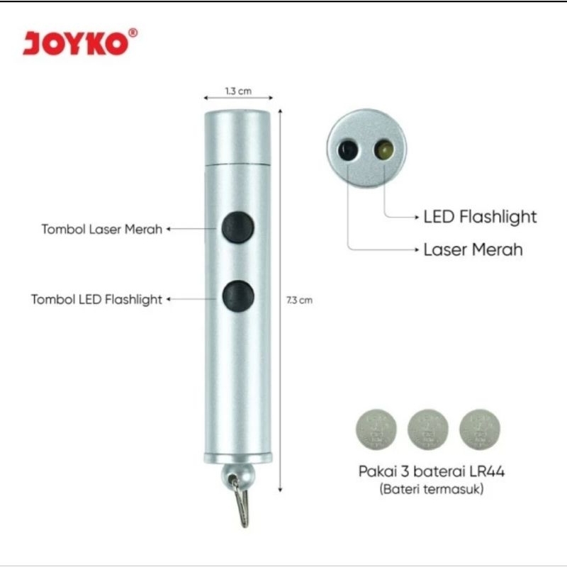 Laser Pointer &amp; Senter Gantungan Kunci - JOYKO LPR102 Penunjuk Laser - 2 Mode Sinar LPR 102