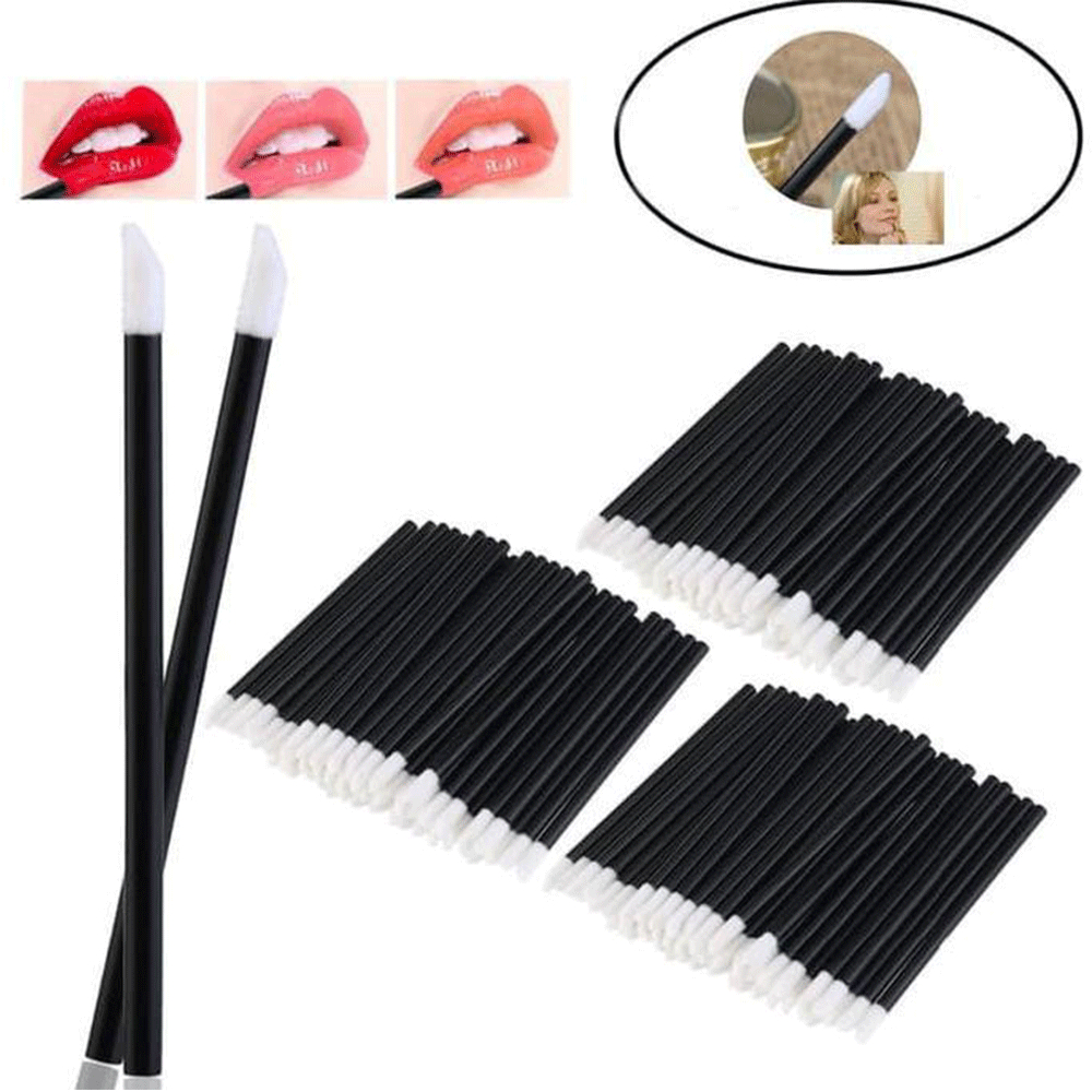 MAANGE 50pcs Brush Applicator Aplikator Kuas Lipstik Kuas Bibir Kecil Berongga Lembut Kuas Bibir Kecil Portabel Kuas alis0017