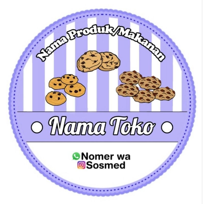 

(MINIMAL ORDER 100 PCS) STIKER PRODUK COOKIES MOTIF COOKIES UNGU MUDA