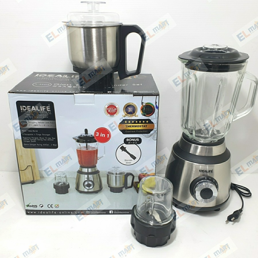 Blender Kaca Idealife Penggiling Bumbu Kacang 3in1 IL 220A 220 A