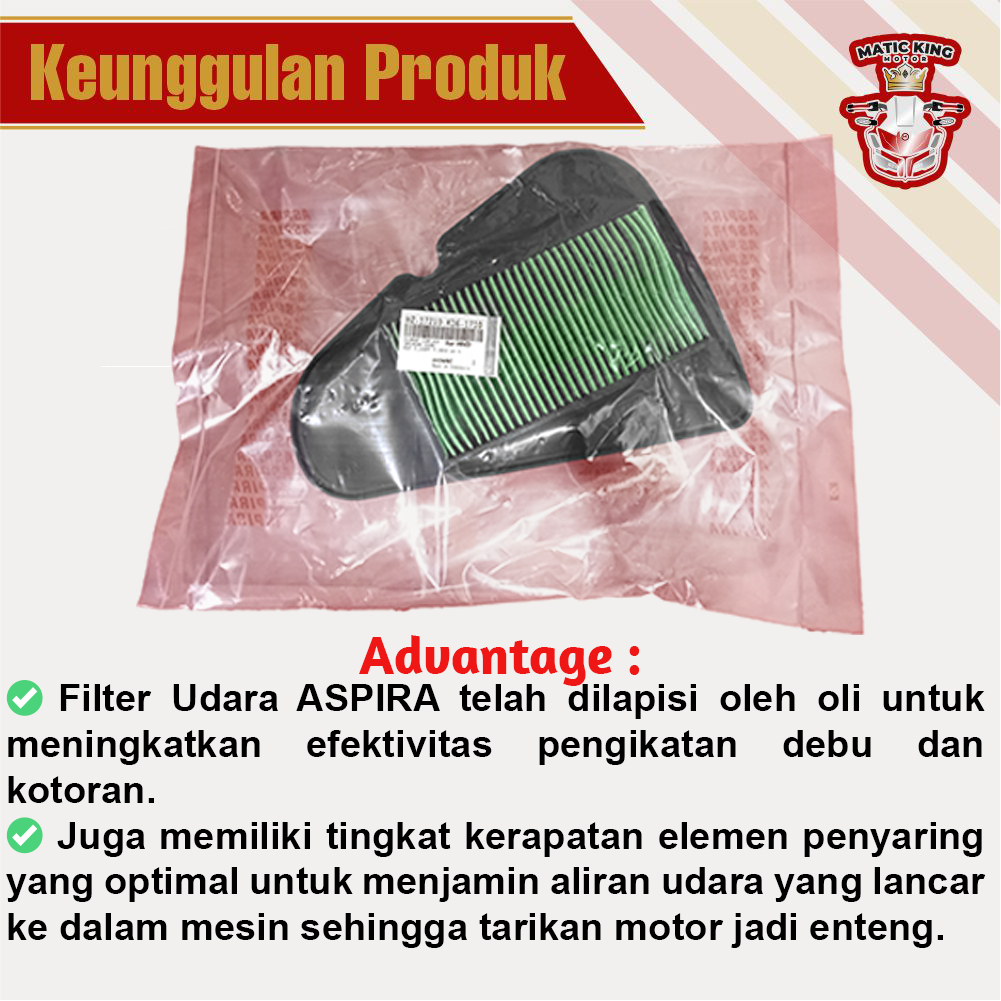 Filter Udara Hawa Honda Beat KIA 2020 Genio 2019 ORI ASLI Aspira Astra Otoparts H2-17210-K0J-1710