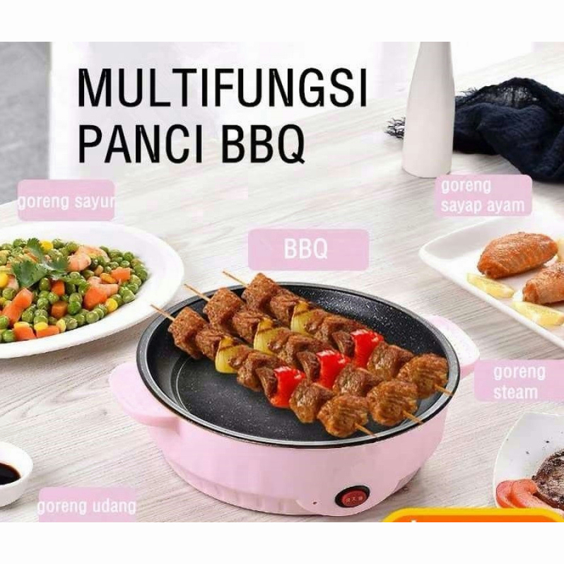 YUN Mall  Grill Pan Panggangan BBQ Panci Listrik Anti Lengket Kekuatan Api Ganda Bagian Bawah Pembuangan Panas