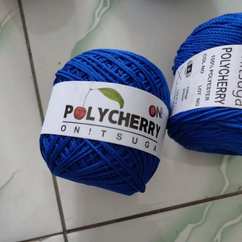 Benang rajut Polycherry blue series satuan