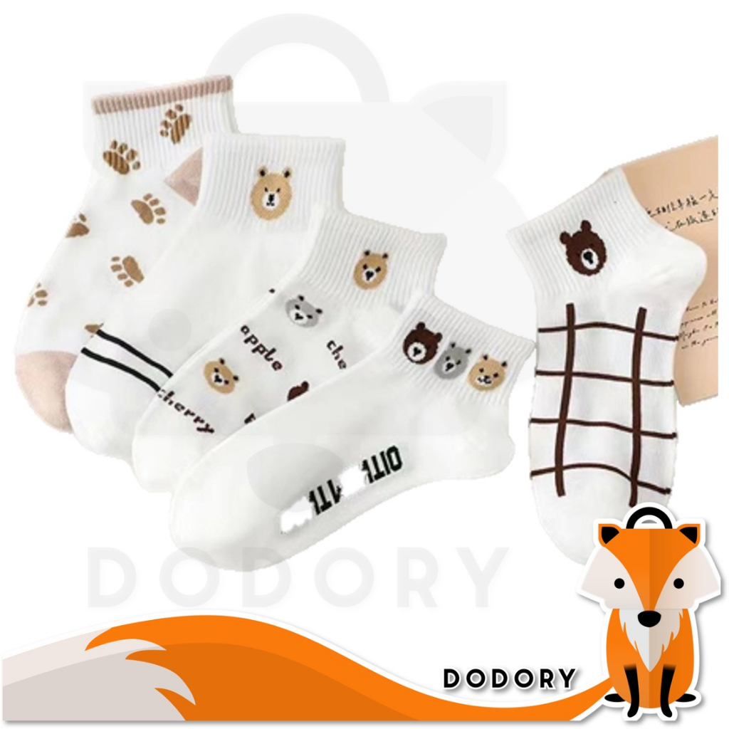 DODORY KS39 Kaos Kaki Pendek Motif Beruang Kaos Kaki Ankle